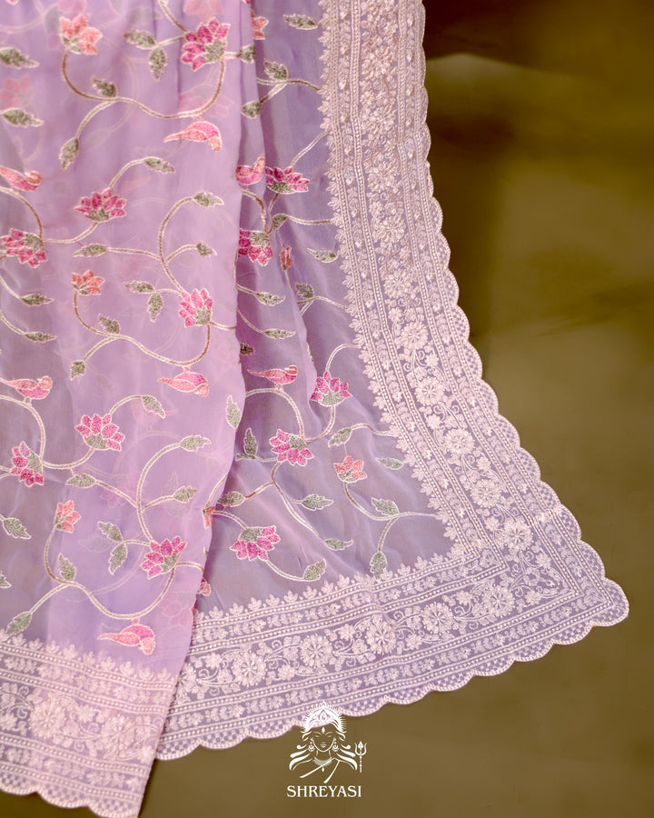 Georgette Saree with Chikankari Inspired Embroidery