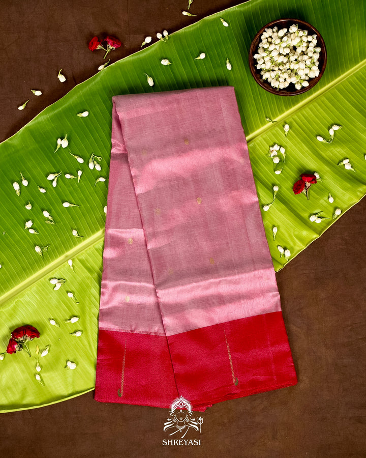 Handloom Pure Chanderi Tissue Silk Saree with Paithani Muniya Border