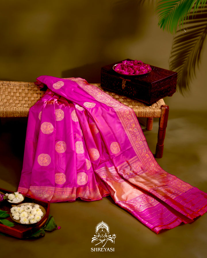 Banarasi Ektara Silk Saree with Kadwa Meenakari Weaving