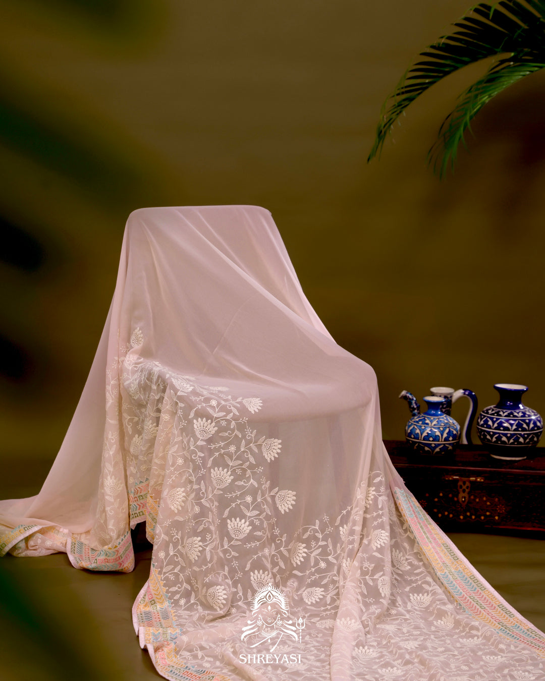 Georgette Saree with Chikankari Inspired Embroidery