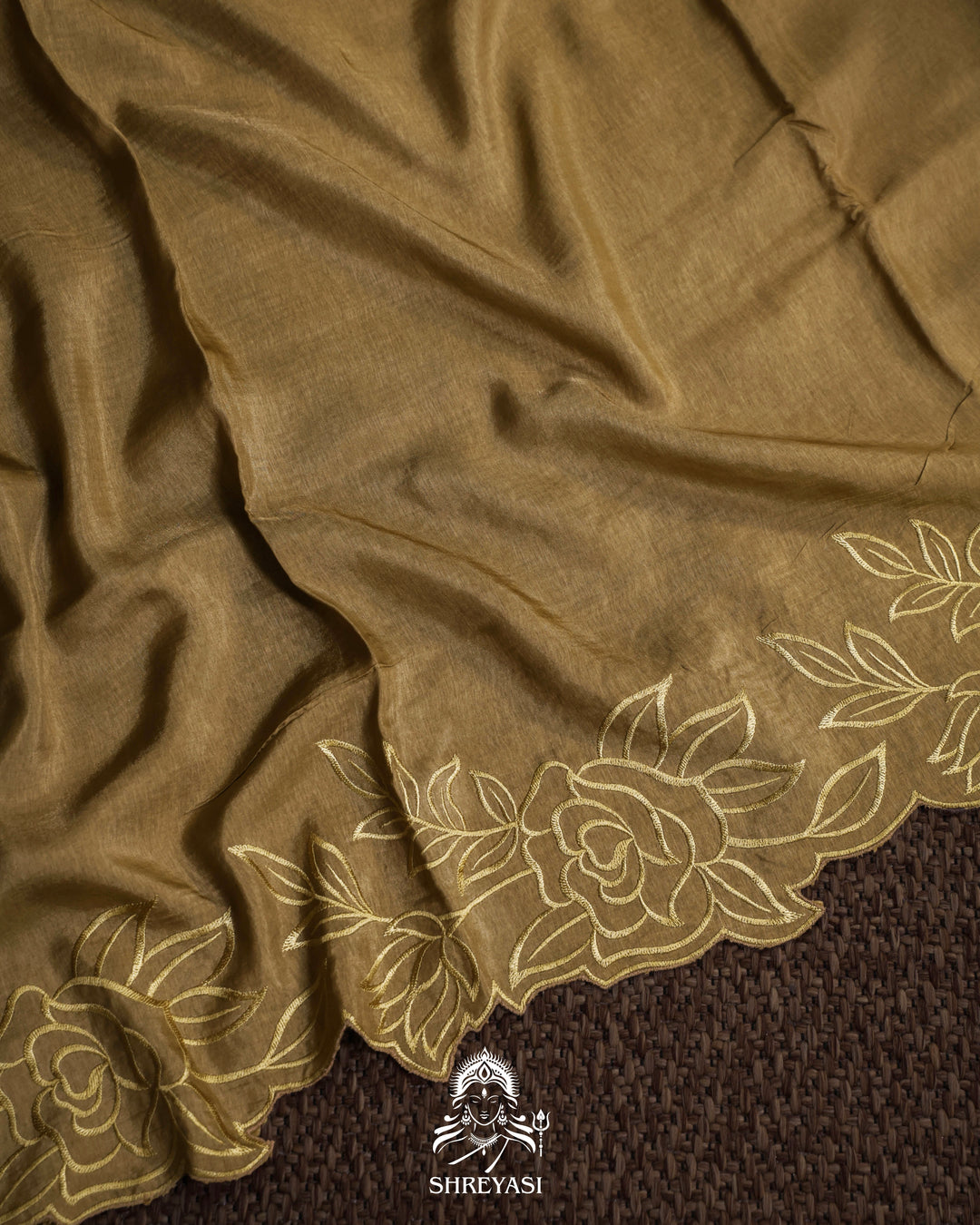 Handloom Pure Banarasi Crushed Tissue Silk Saree with Appliqué Borders