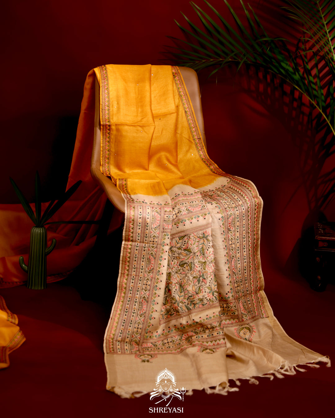 Tussar Silk Saree with Kantha Embroidery