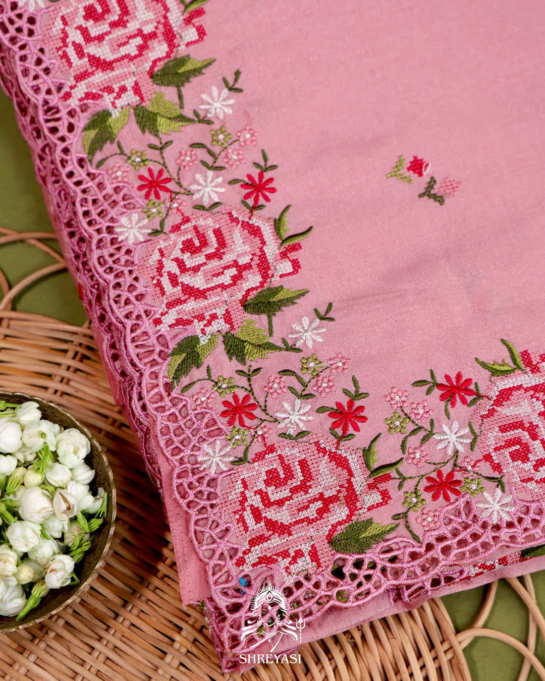 Tussar Silk Saree with Petit Point Embroidery