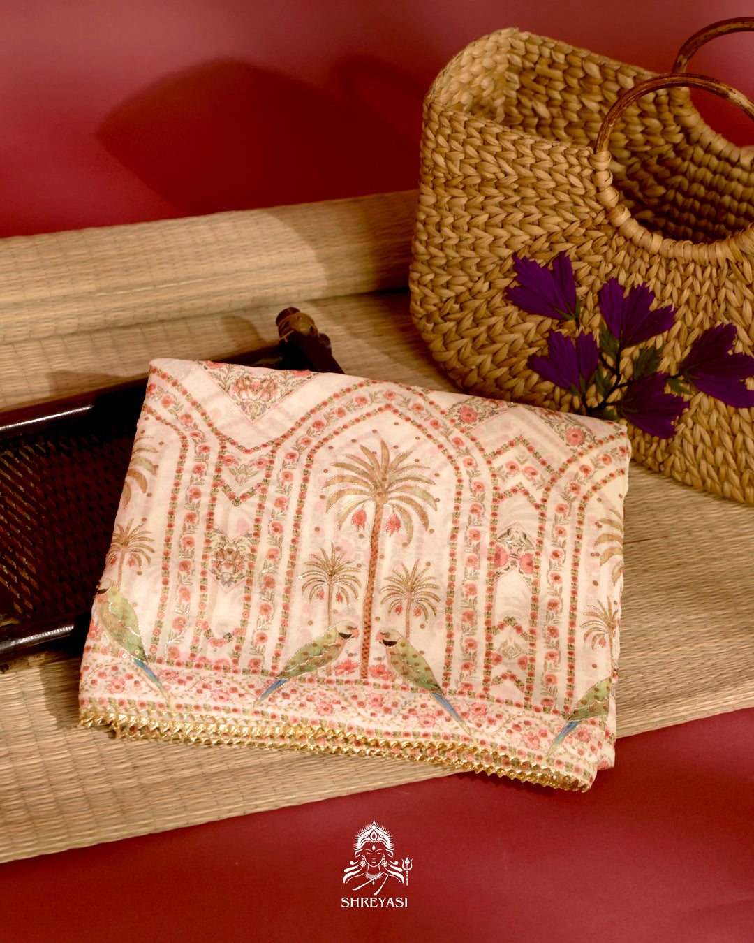 Georgette Saree with All Over Embroidery