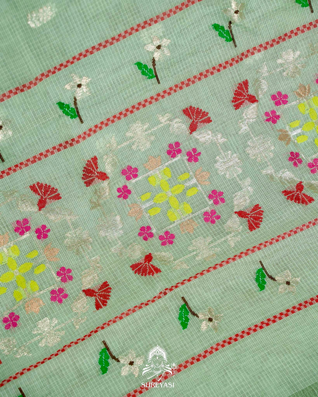 Handloom Pure Zari Kota Saree with Contrast Blouse