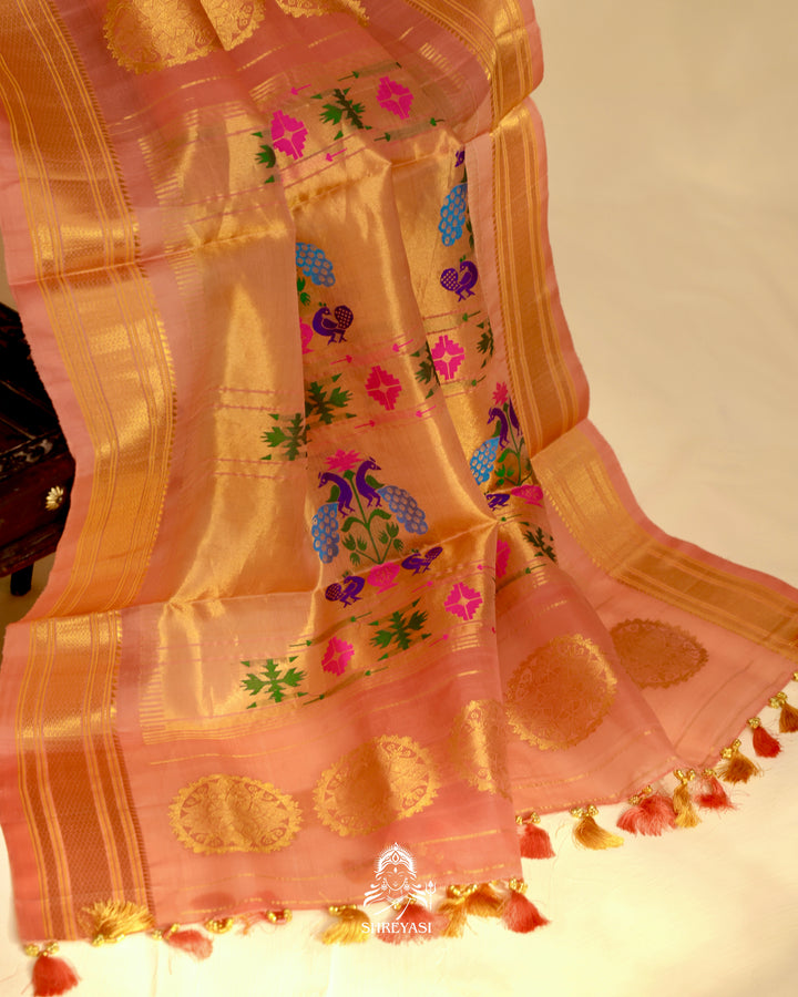 Paithani Gadwal Silk Saree with Paithani Border and Pallu