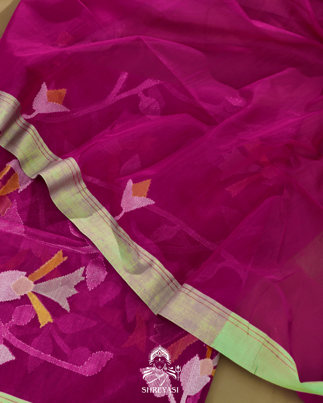 Muslin Jamdani Saree with Full Jaal Weaving