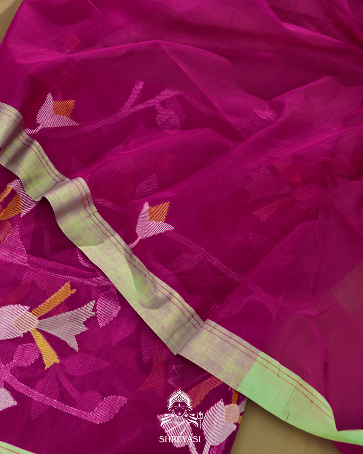 Muslin Jamdani Saree with Full Jaal Weaving