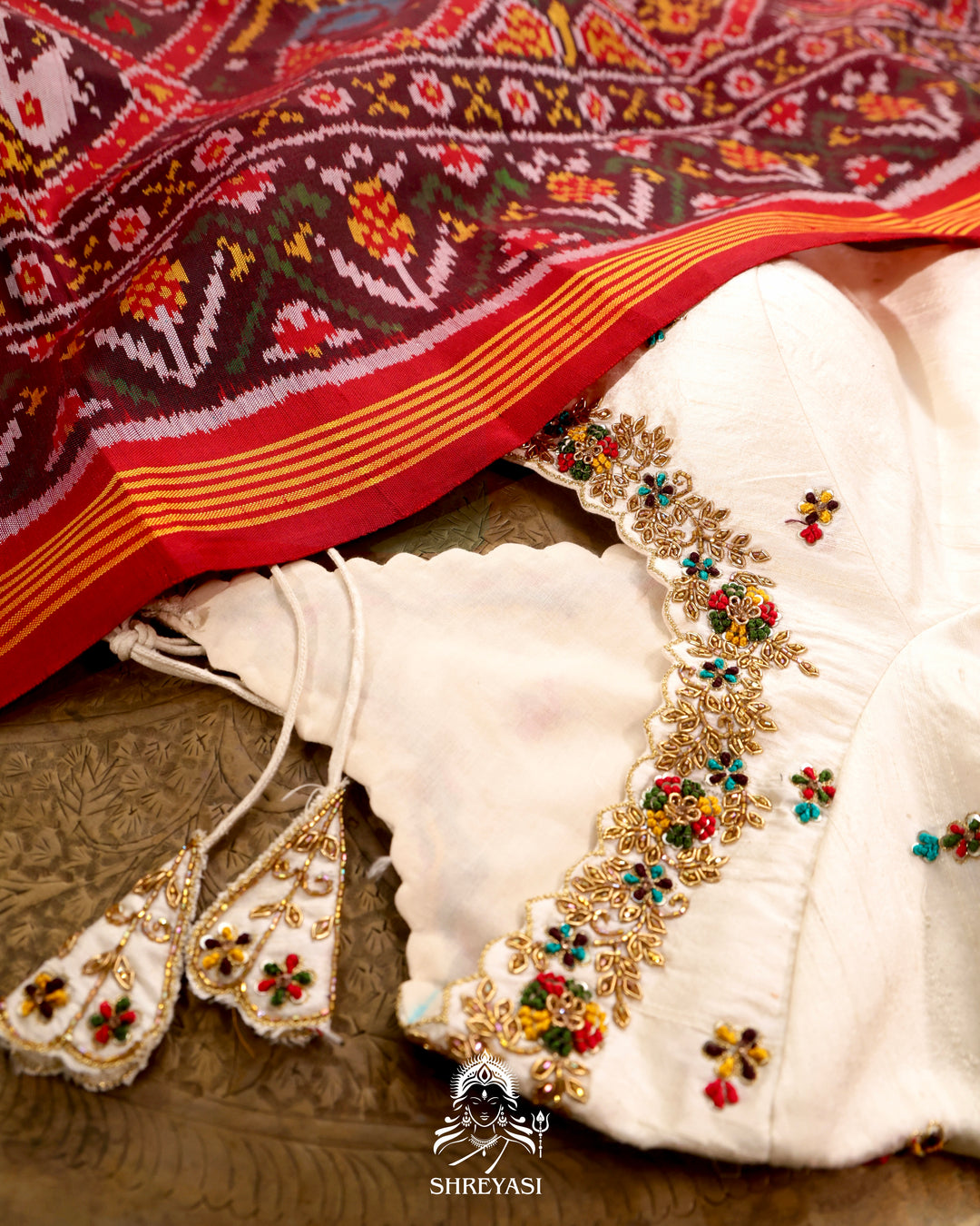 Handloom Rajkot Patola Silk Saree in 14 Motif Design