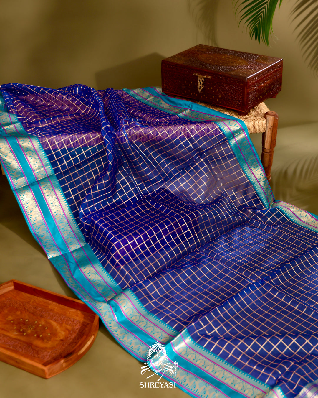 Banarasi Kora Silk Saree with Katan Kadiyal Border in Kadhwa Weaving