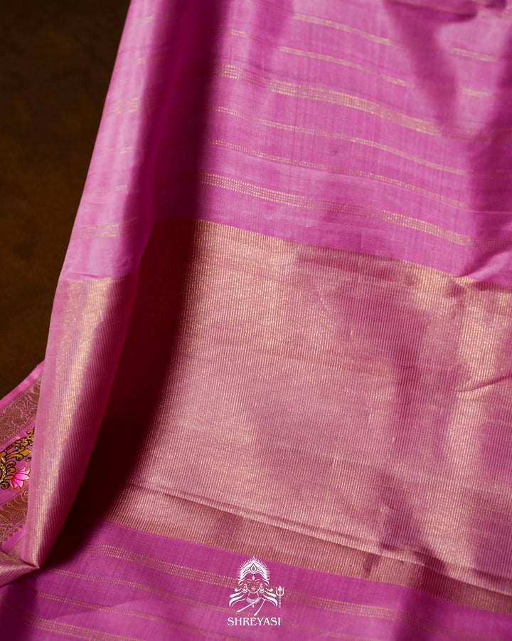 Traditional Tanjore Painting on Handloom Pure Kanjivaram Silk Sarees with Real Zari