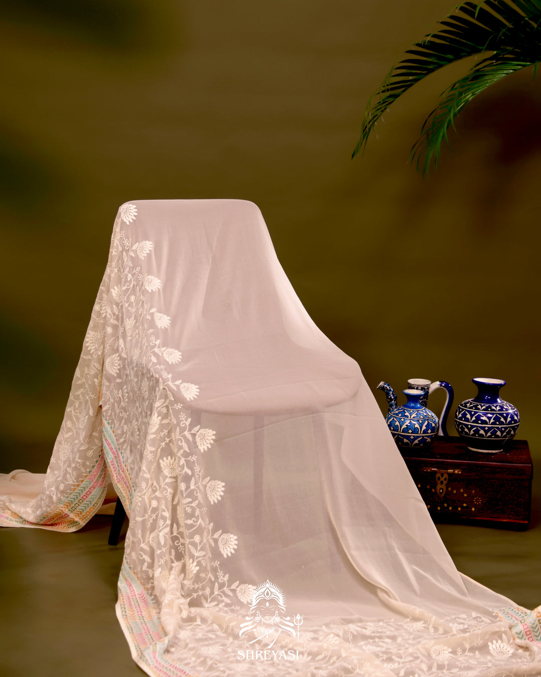 Georgette Saree with Chikankari Inspired Embroidery