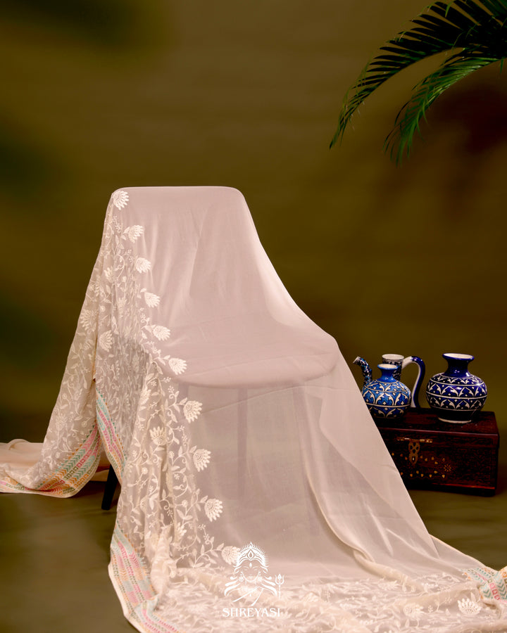 Georgette Saree with Chikankari Inspired Embroidery