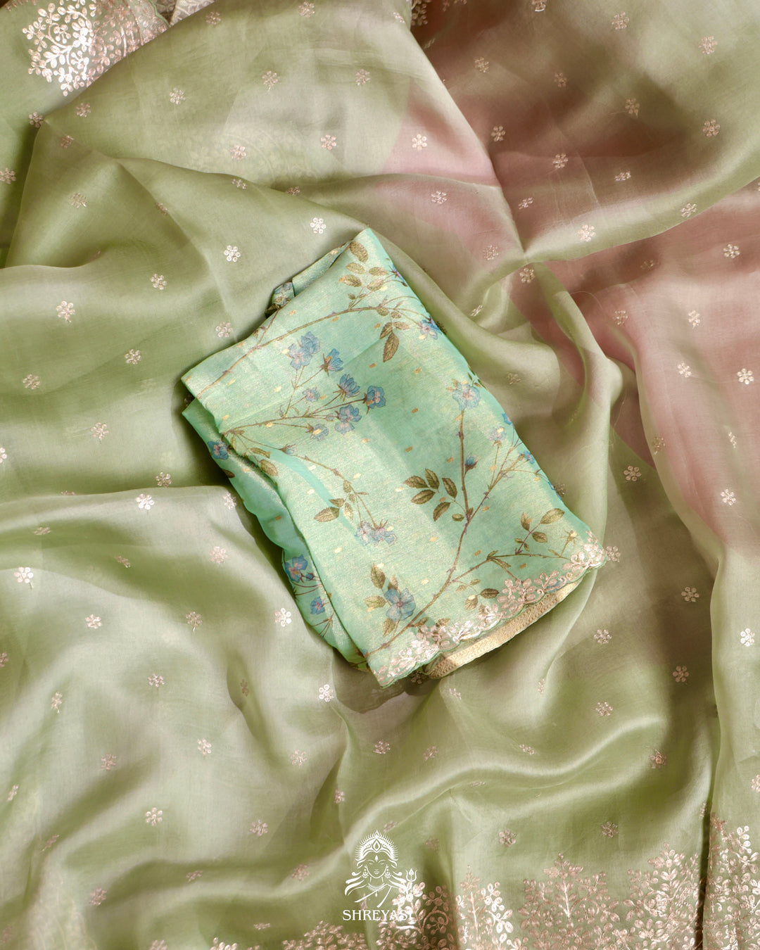 Organza Silk Saree with Pita Embroidery