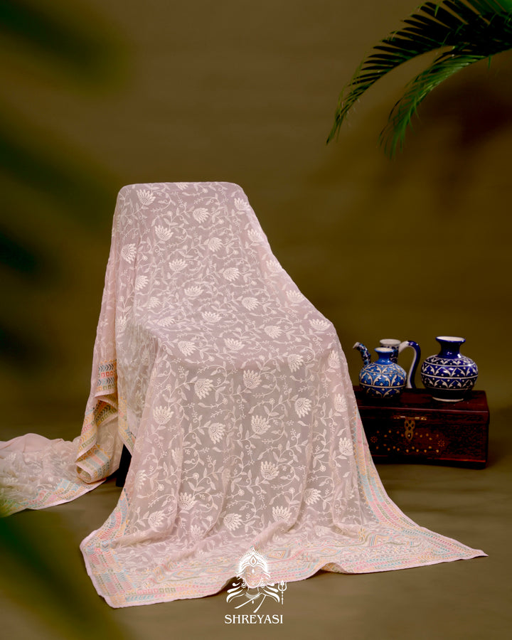 Georgette Saree with Chikankari Inspired Embroidery