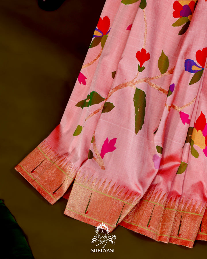 All-Over Paithani Silk Saree with Zari Pallu