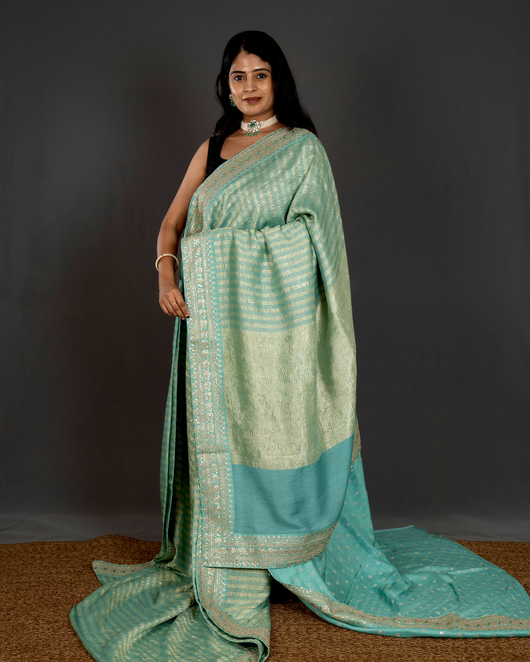 Pure Georgette Silk Saree with Heavy Embroidered Borders and Blouse
