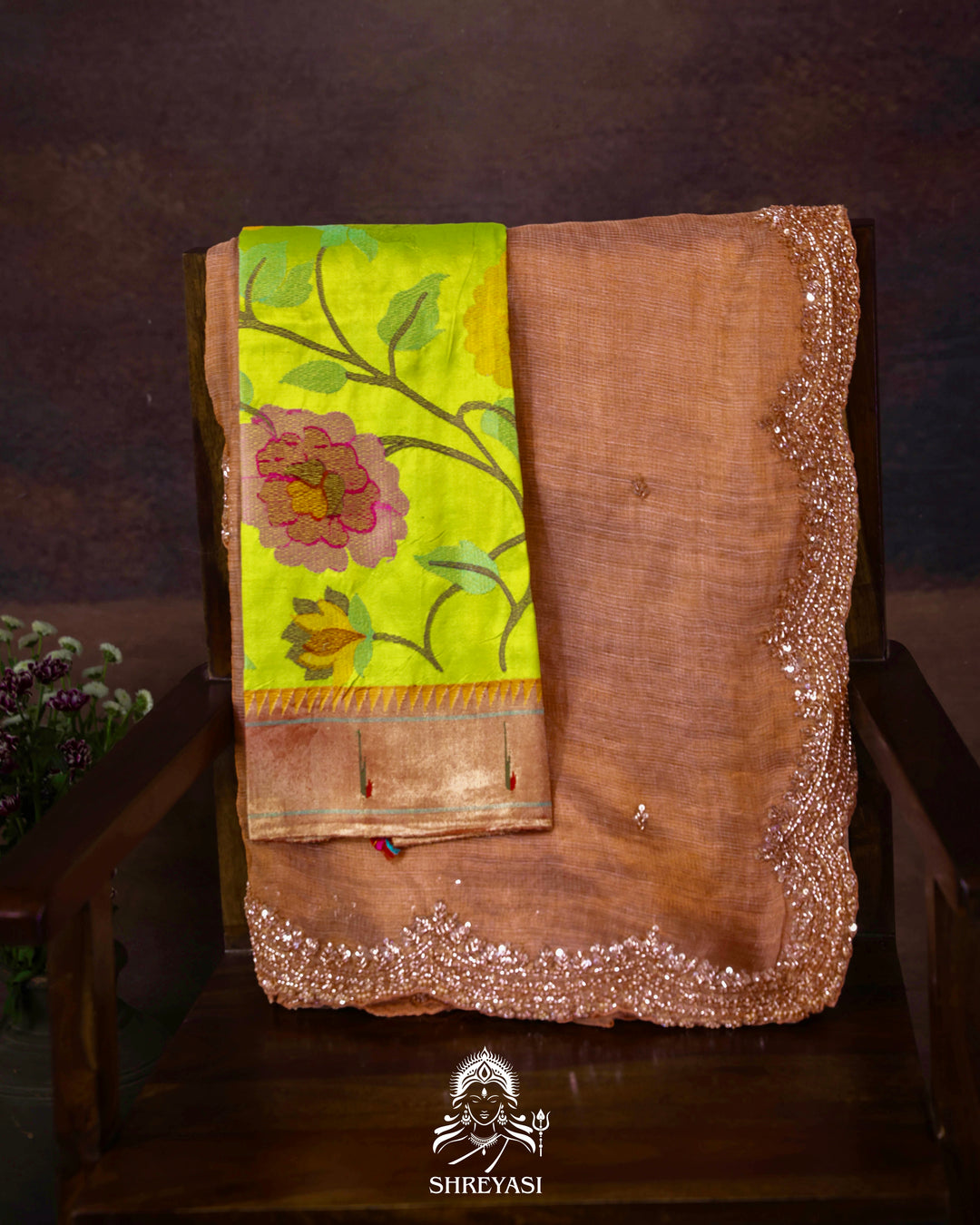 Handloom Pure Tissue Kota Saree with Hand Embroidered Borders