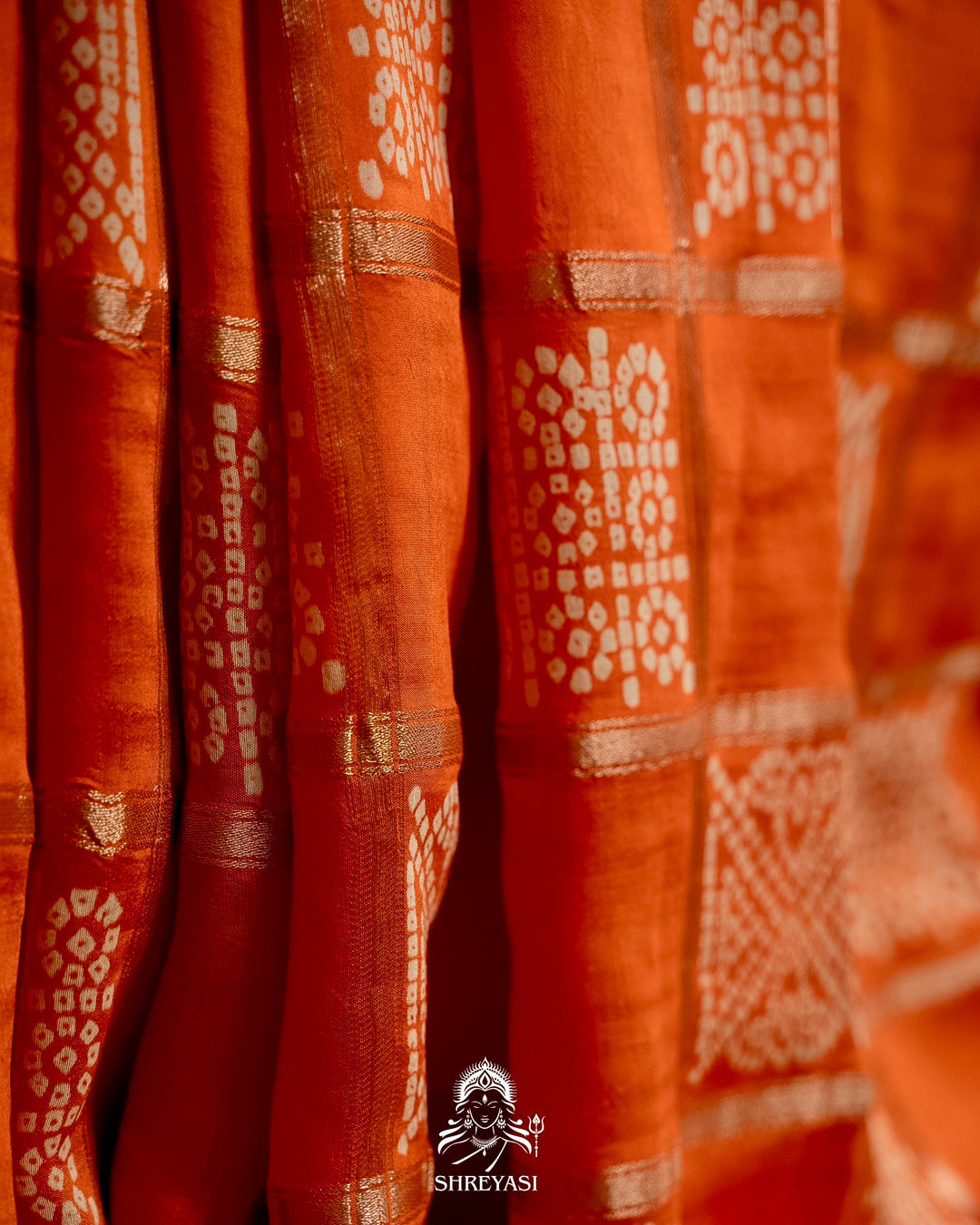 Gharchola-Style Bandhini Matka Silk Saree with Zari Checks