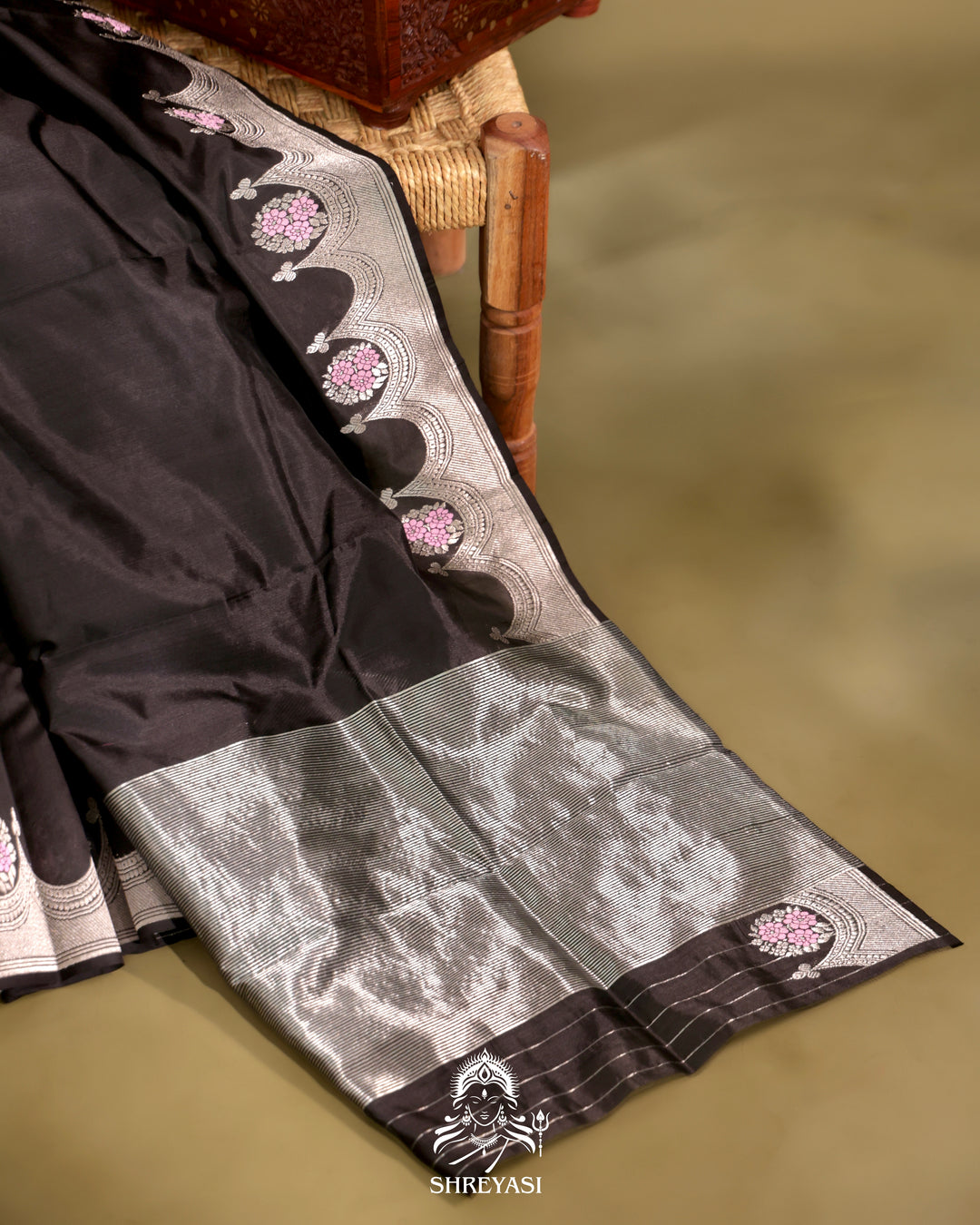 Chanderi Silk Saree with Silver Zari