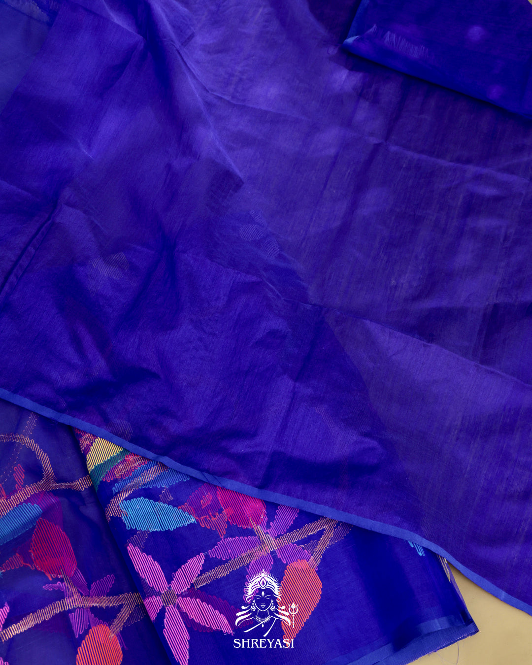 Muslin Jamdani Saree with Full Jaal Needle Weaving