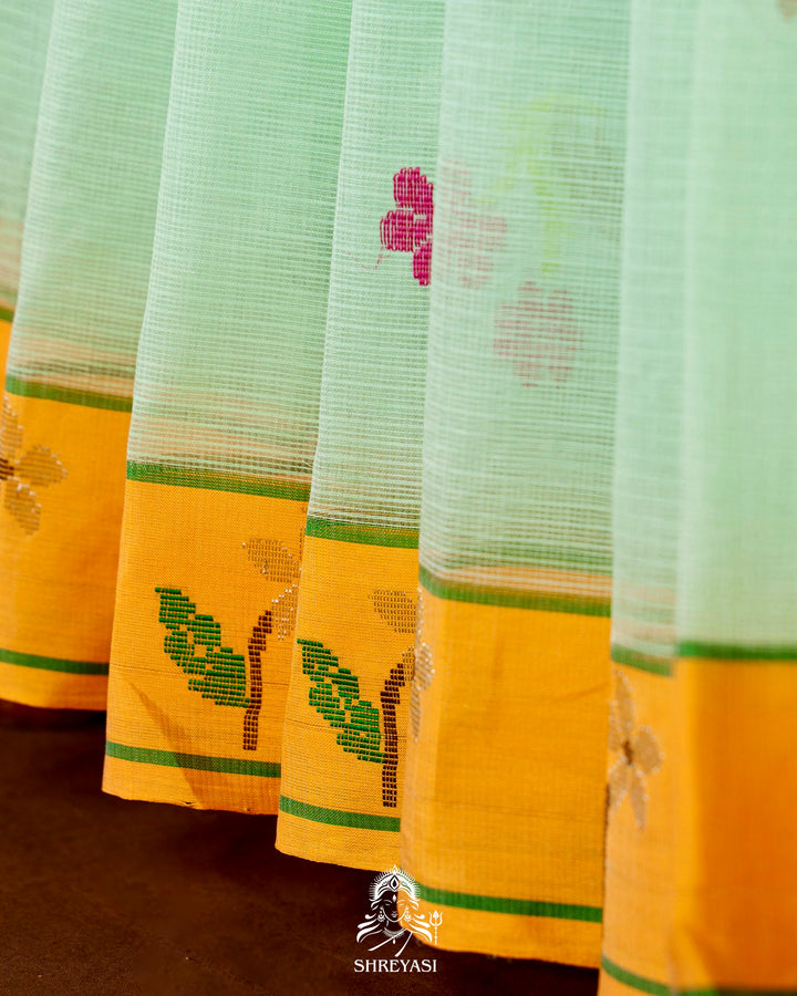 Handloom Pure Zari Kota Saree with Contrast Blouse