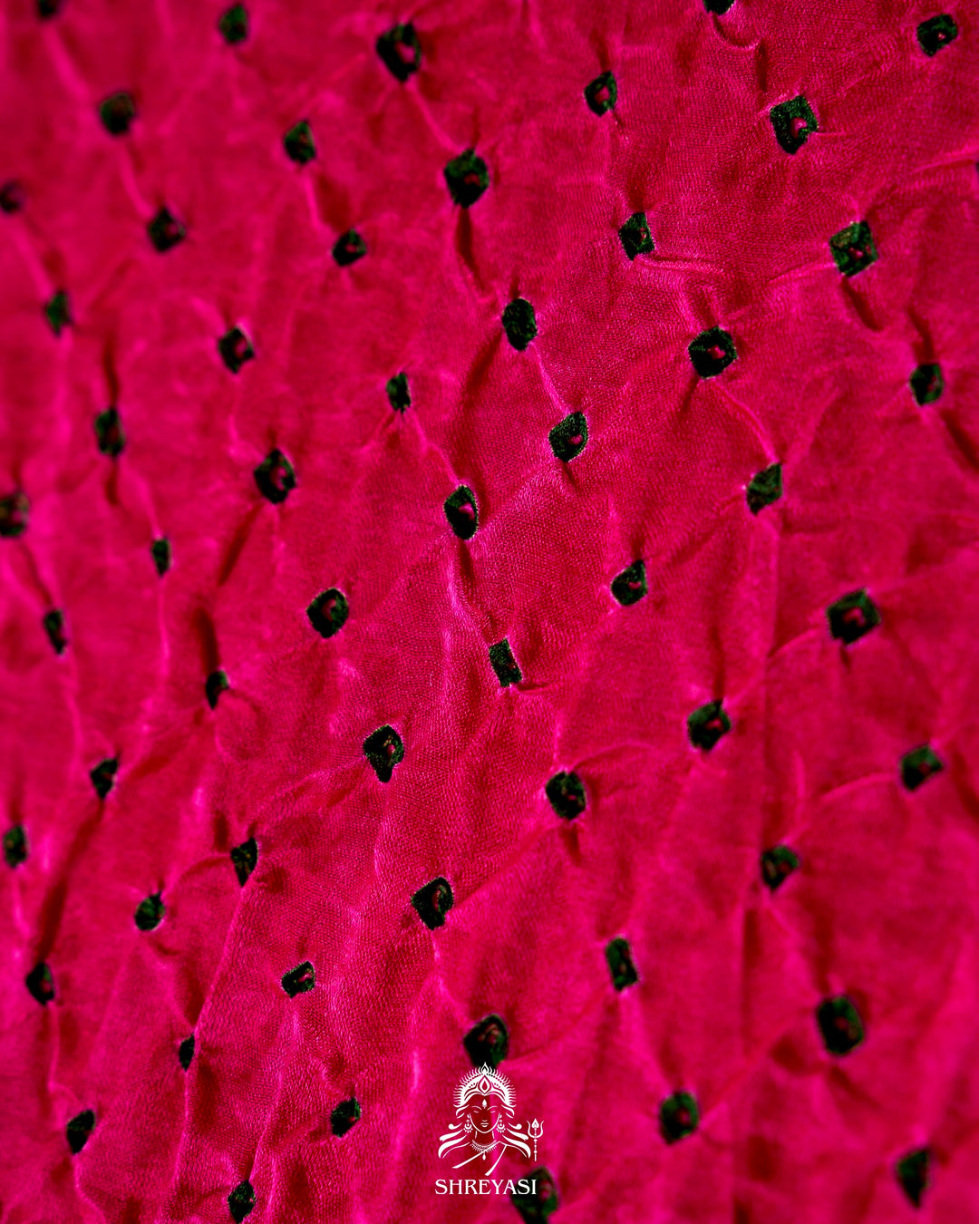 Handloom Pure Bandhani Gaji Silk Saree with Hand-Knotted Bandhej and Multicolored Bandhani Pallu