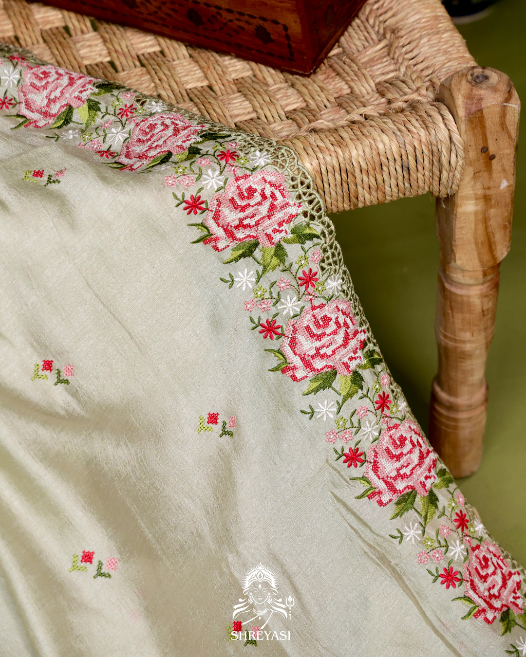 Tussar Silk Saree with Petit Point Embroidery