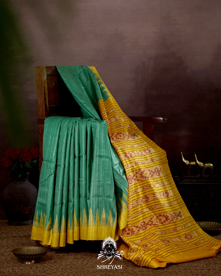 Handloom Pure Gopalpur Tussar Silk Saree with Ikat Pallu