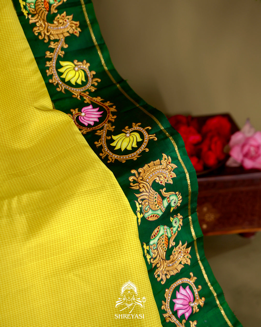Kanjivaram Silk Saree with Real Zari and Tanjore Artwork