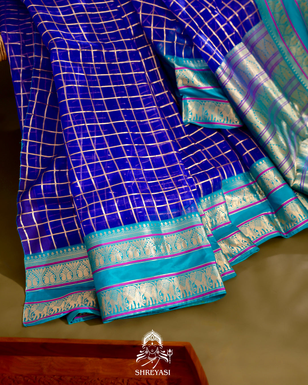 Banarasi Kora Silk Saree with Katan Kadiyal Border in Kadhwa Weaving