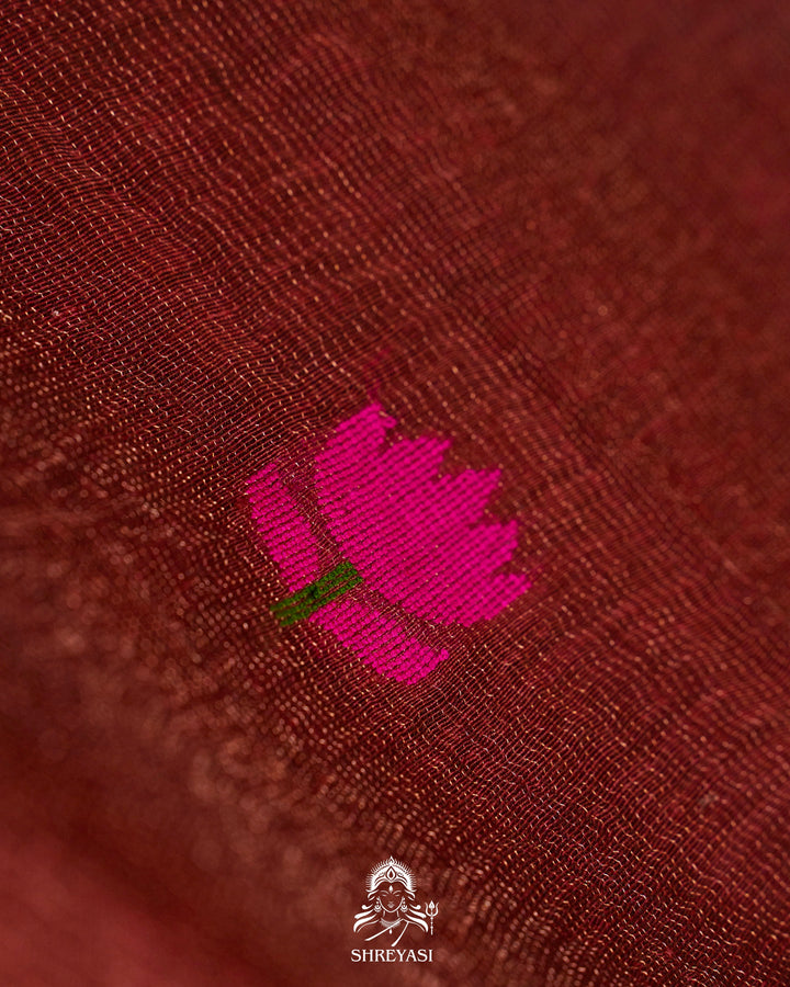 Handloom Silk Linen Jamdani Saree with Tissue Paithani Pallu