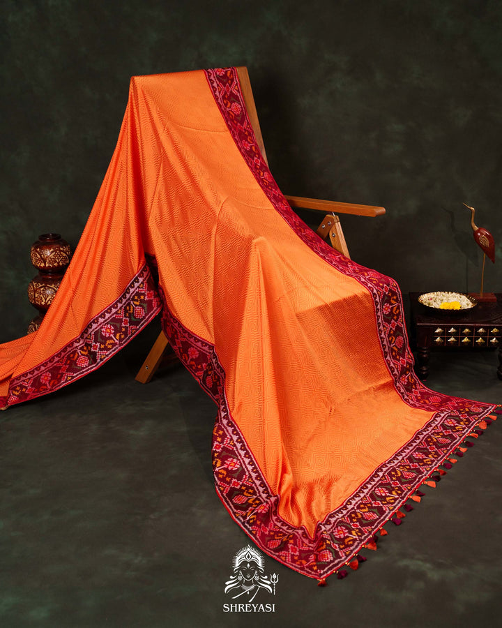 Pure Mysore Silk Saree with Handloom Rajkot Patola Borders