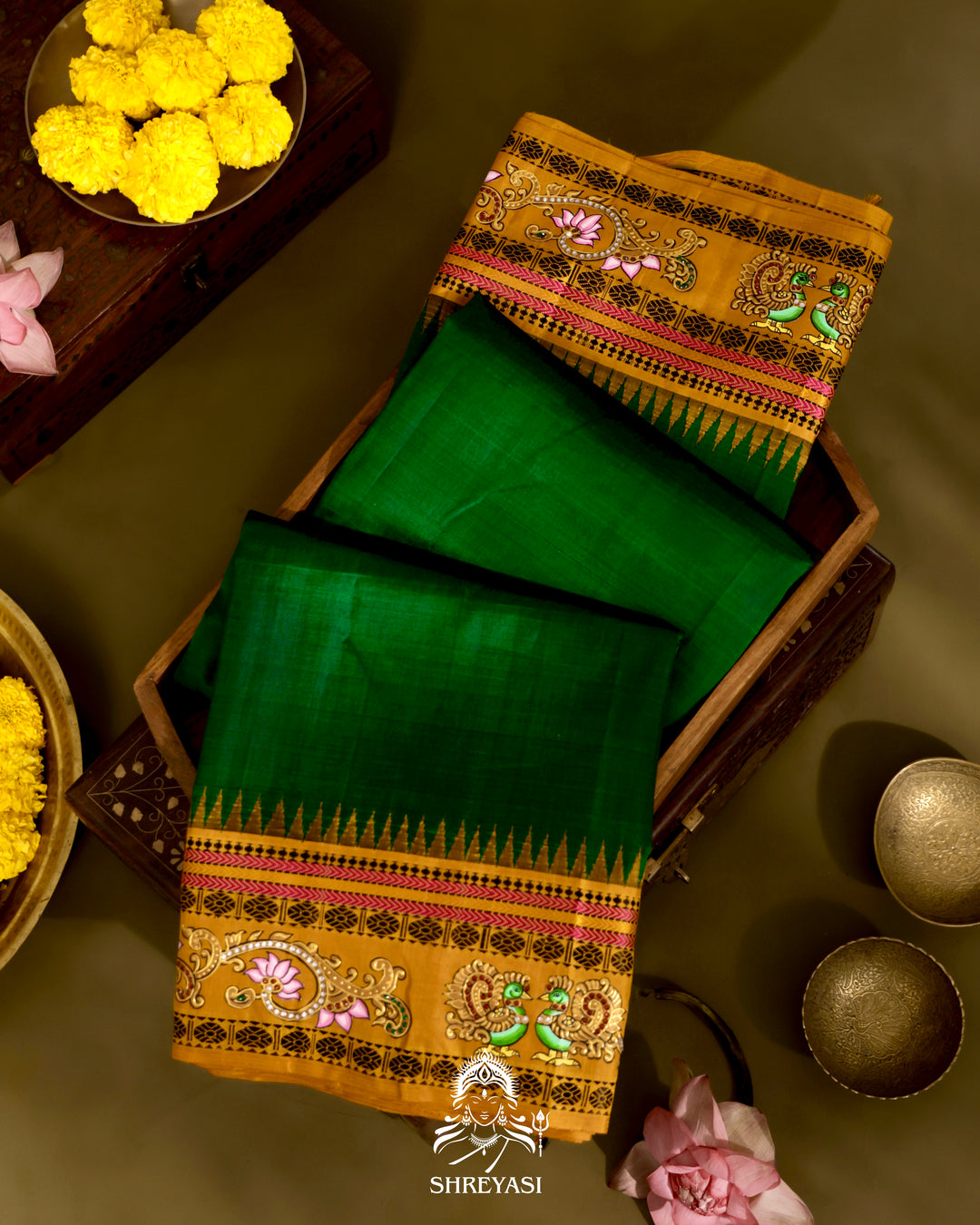 Kanjivaram Silk Saree with Tanjore Artwork