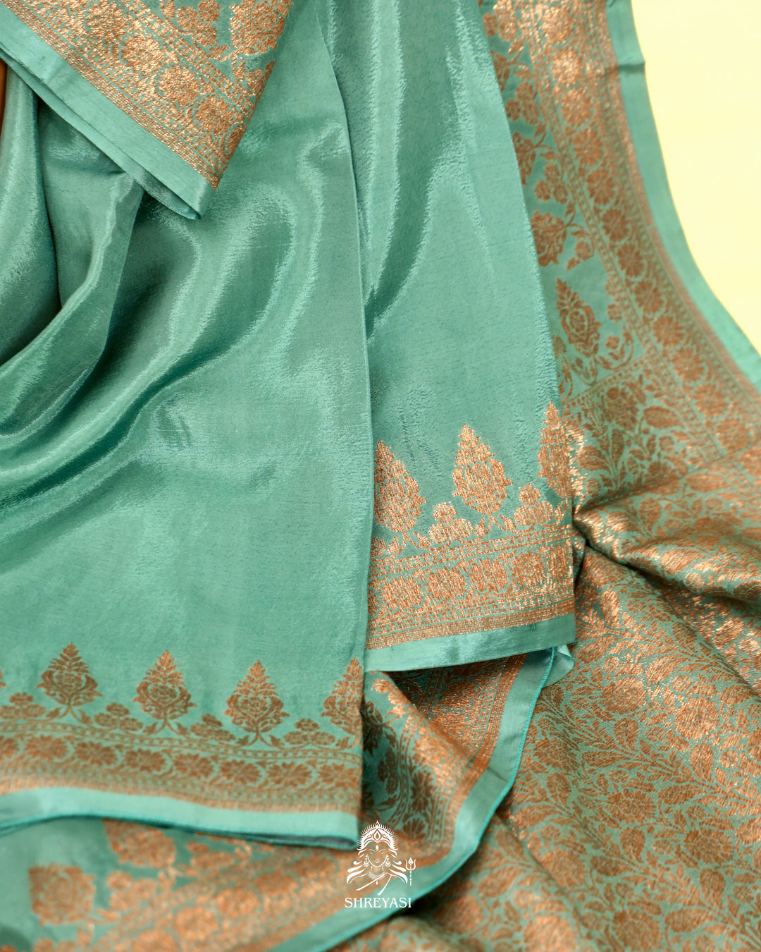 Banarasi Crepe Silk Saree with Floral Embroidered Blouse