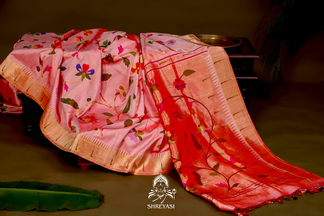 All-Over Paithani Silk Saree with Zari Pallu