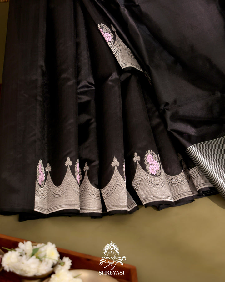 Chanderi Silk Saree with Silver Zari