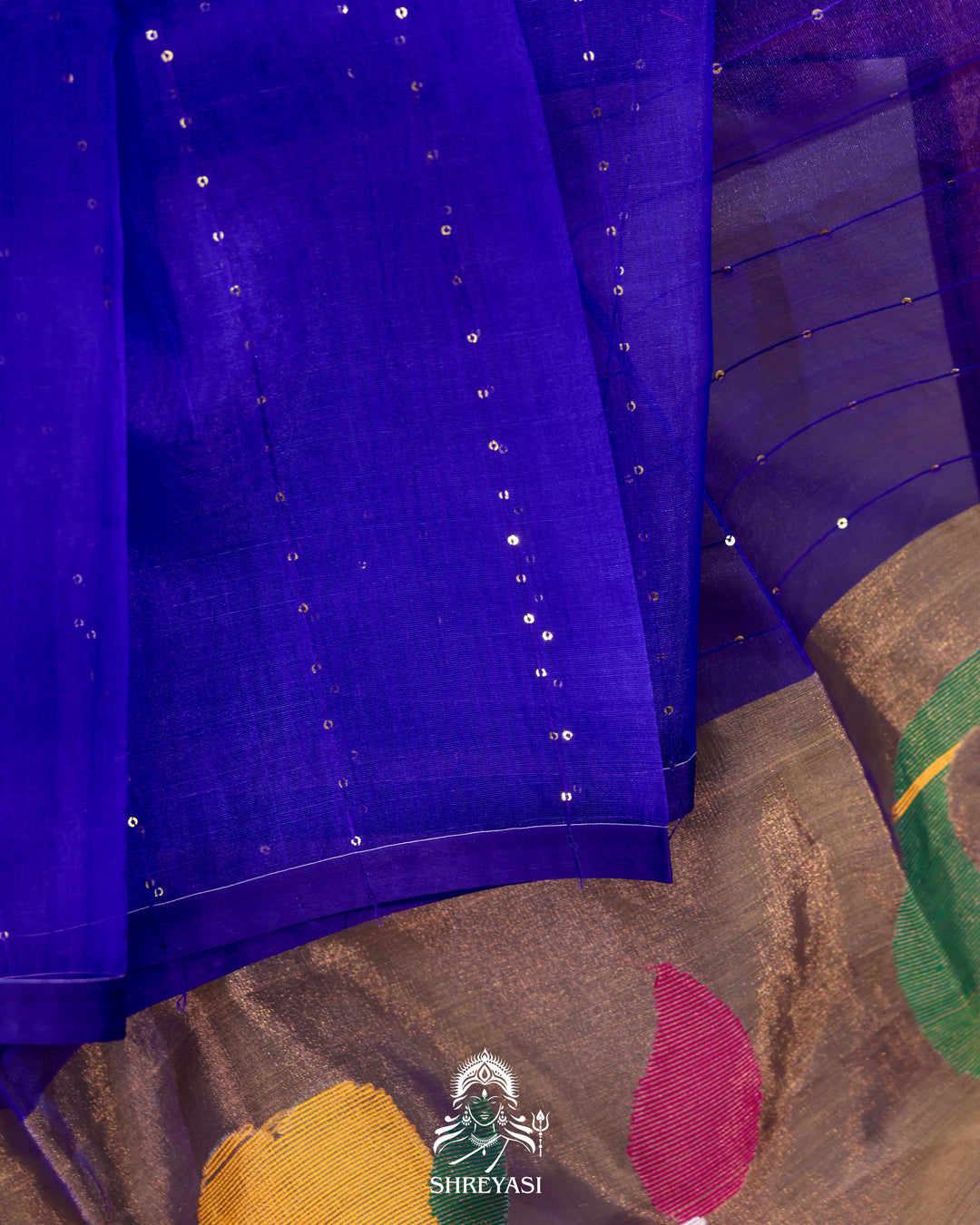 Muslin Jamdani Saree with Needle Weaving and Paithani Tissue Pallu