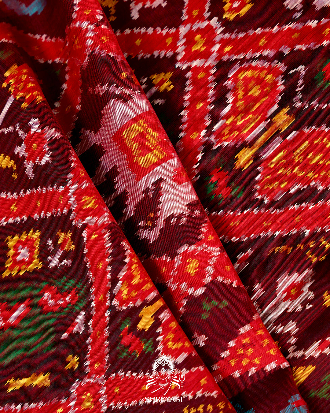 Handloom Rajkot Patola Silk Saree in 14 Motif Design