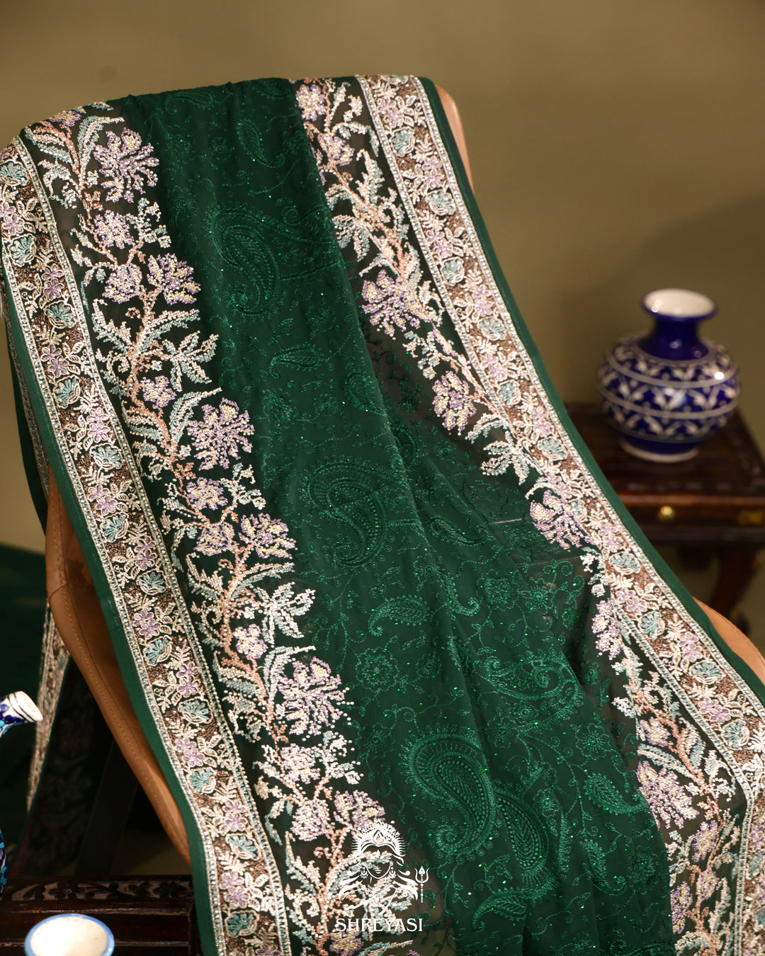 Georgette Saree with Thread Embroidery
