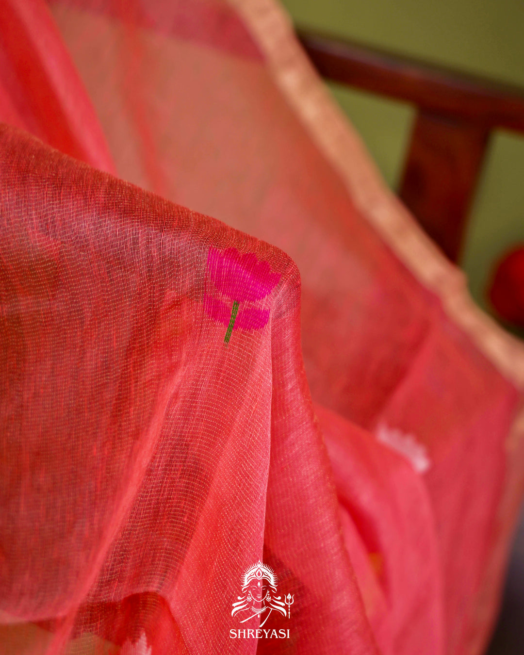 Handloom Silk Linen Jamdani Saree with Tissue Paithani Pallu