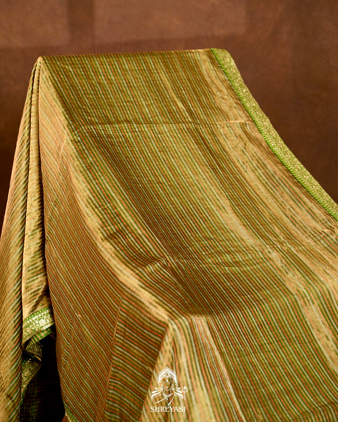 Banarasi Tissue Silk Saree with Embroidered Borders & Petit Point Embroidered Velvet Blouse