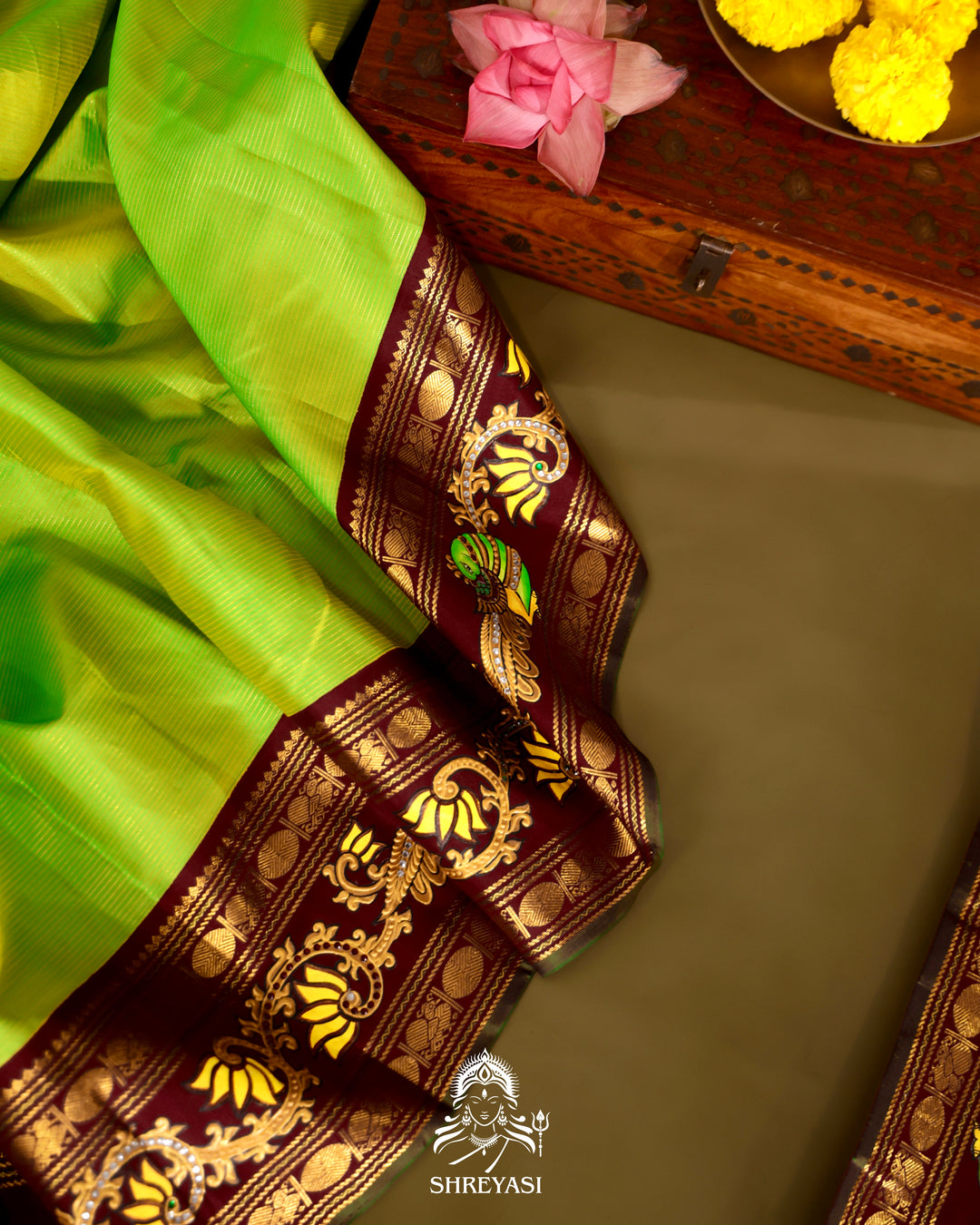 Kanjivaram Silk Saree with Tanjore Artwork