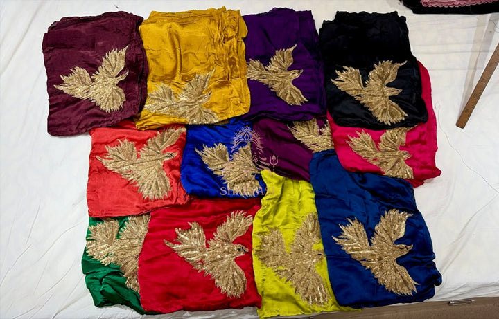 Pure Crepe Silk Saree with Bird Embroidery