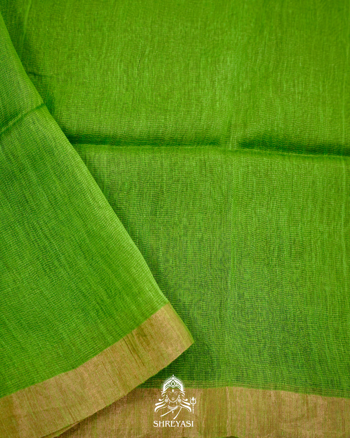 Handloom Silk Linen Jamdani Saree with Tissue Paithani Pallu