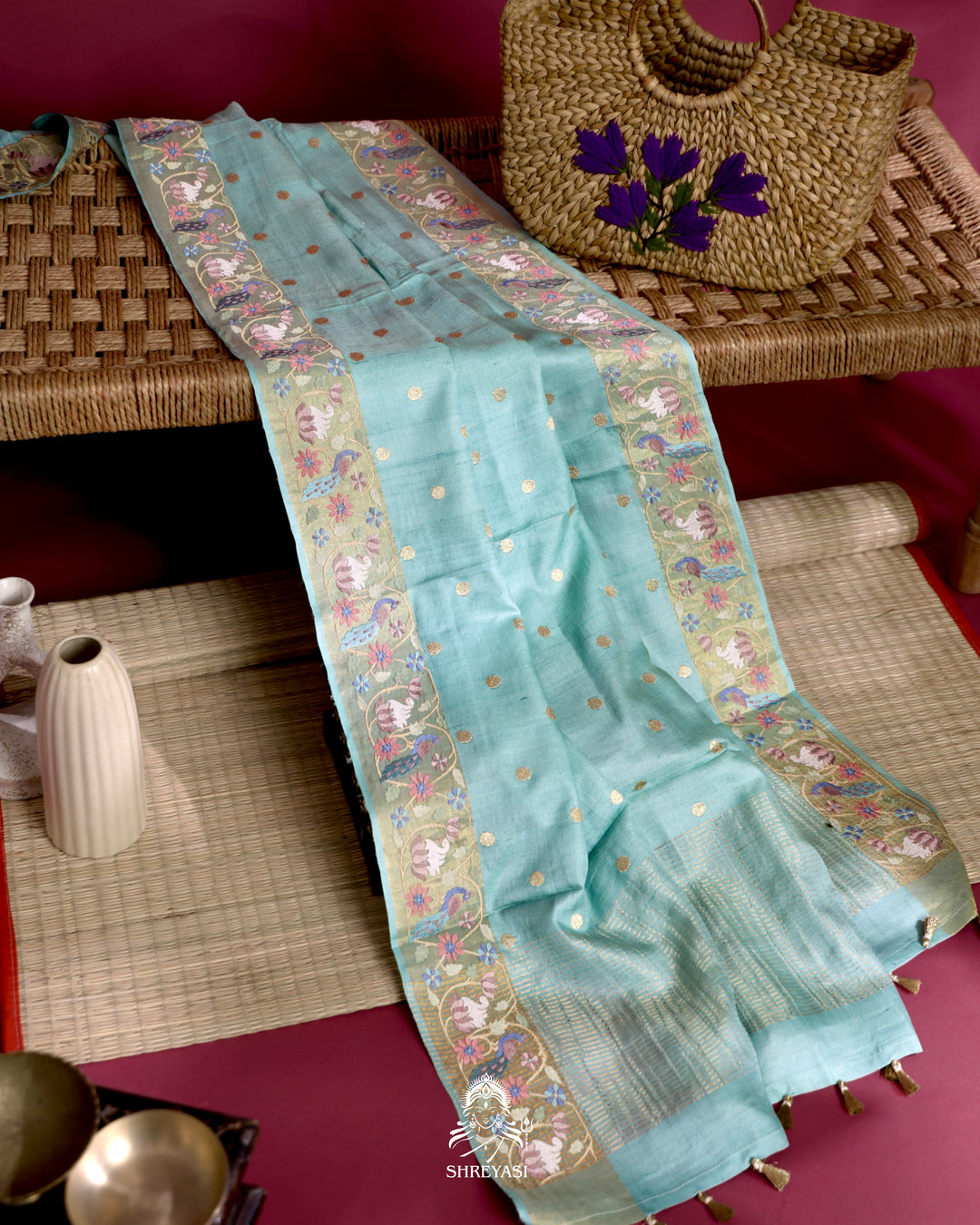 Tussar Silk Saree with Embroidery