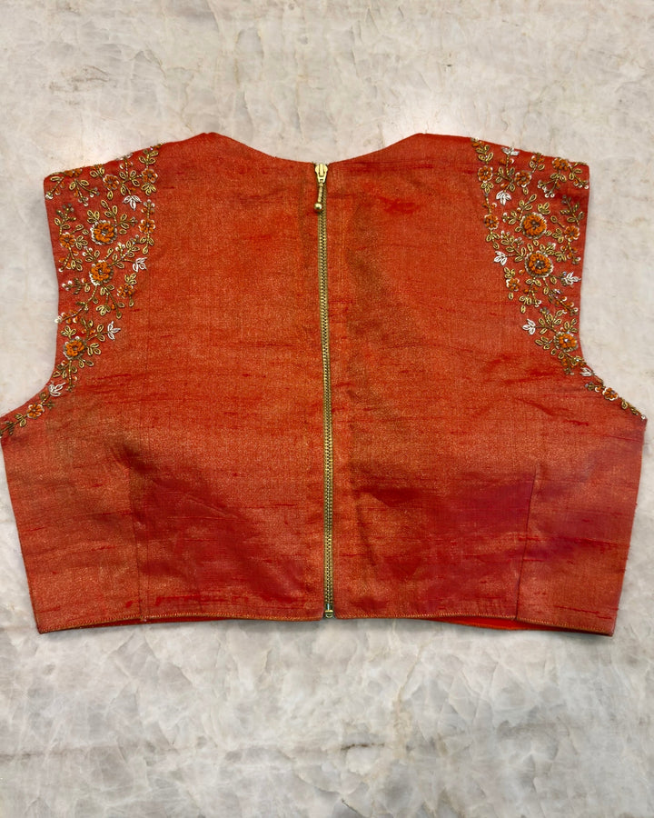Handloom Pure Banarasi Tissue Brocade Saree in Rose Gold with Contrast Zari Border