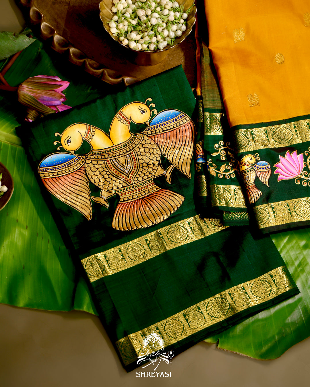 Kanjivaram Silk Saree with Tanjore Artwork