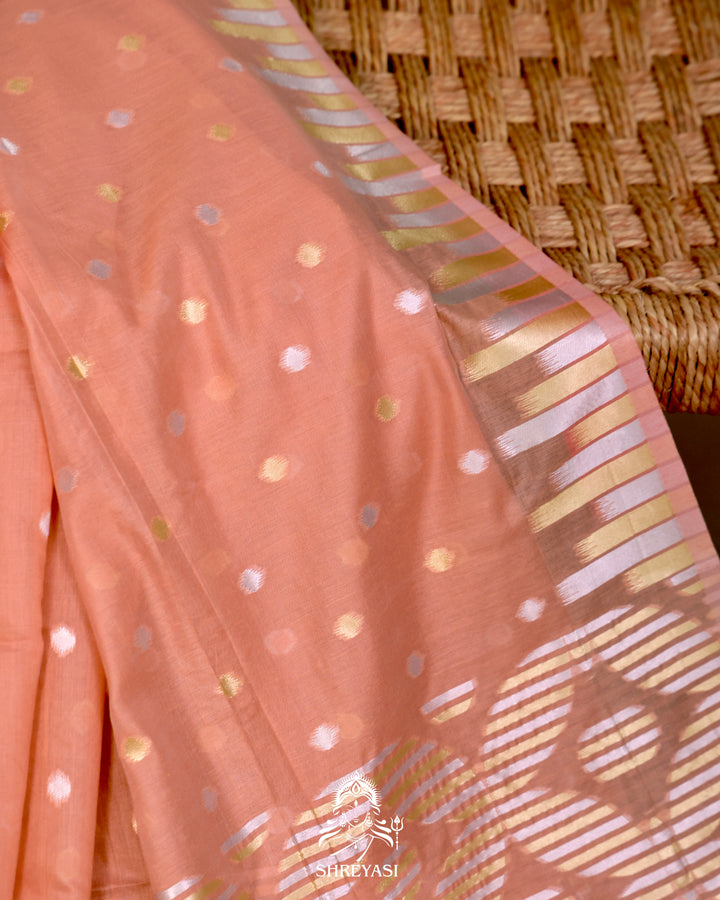Chanderi Cotton Saree with Coin Bhutas