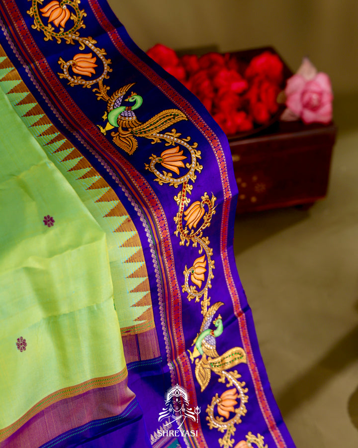 Kanjivaram Silk Saree with Tanjore Artwork